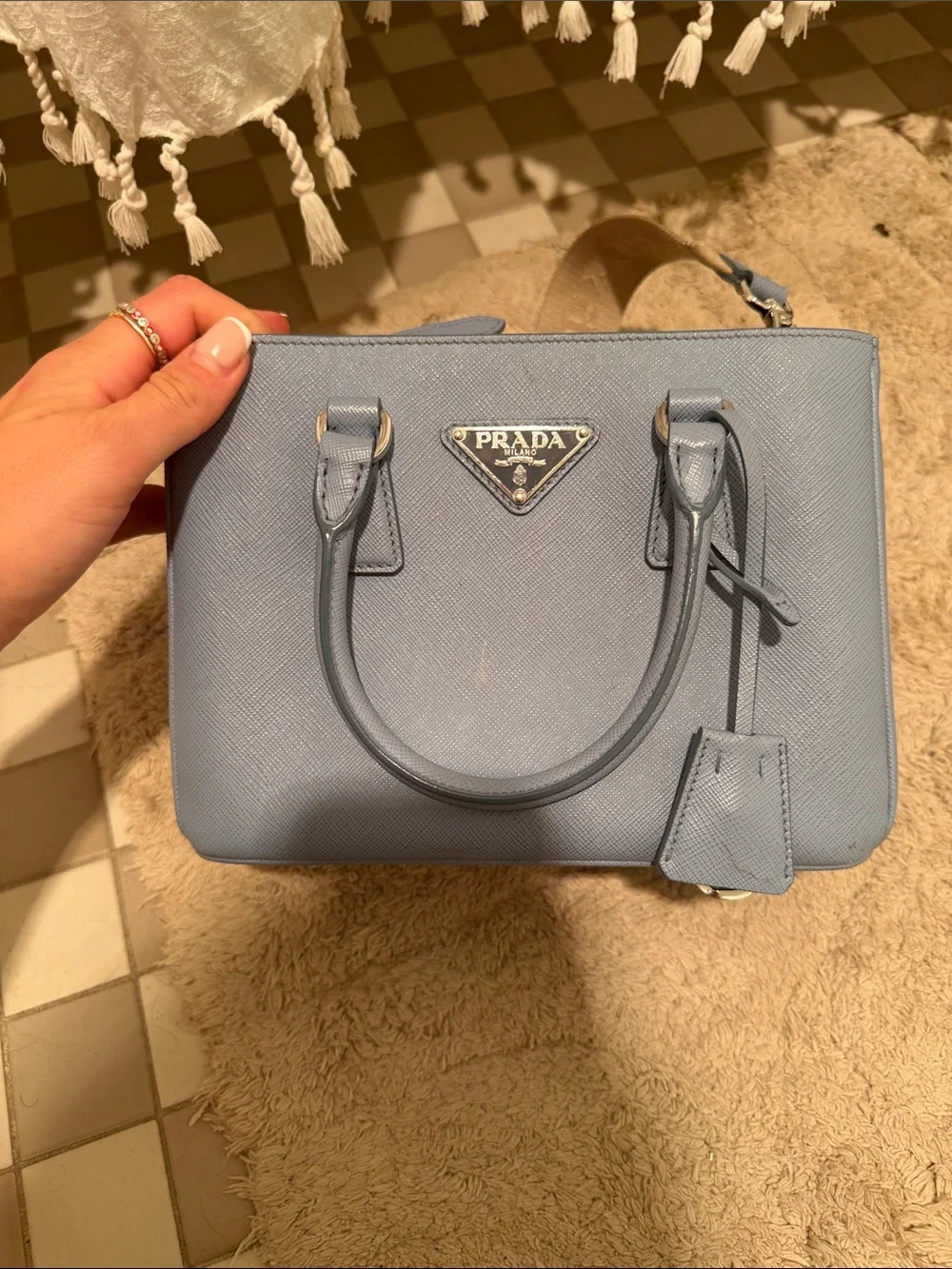 Prada Powder Blue Saffiano Leather Satchel